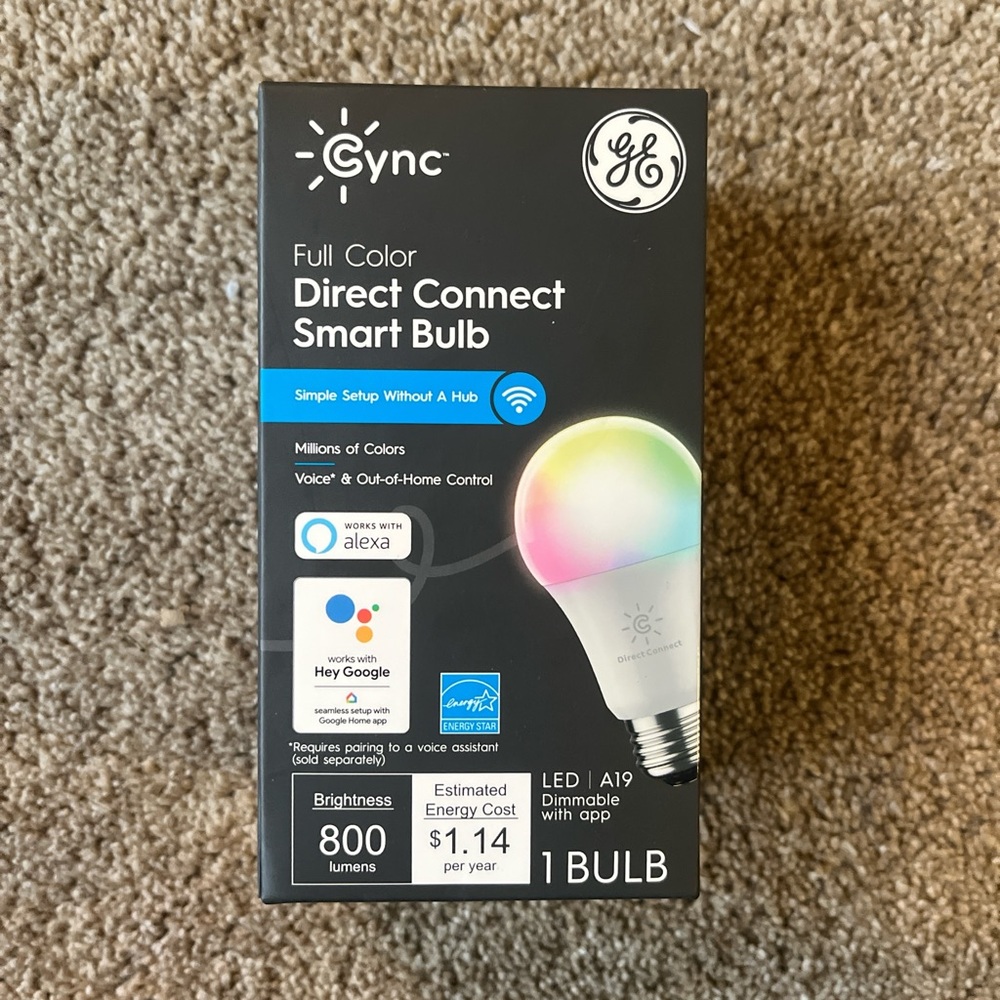 GE CYNC Smart Light Bulb, Full Color, Wi-Fi Enabled, Alexa, Google (Brand New)